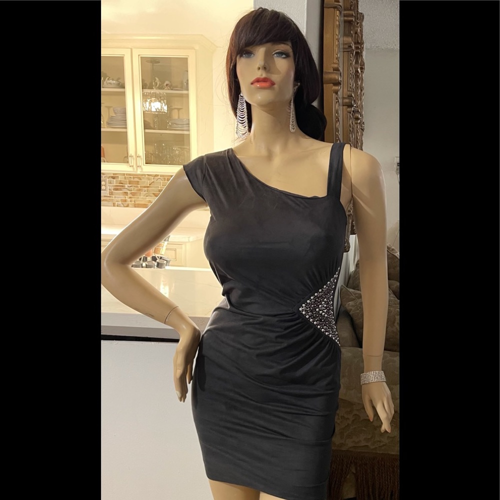 Black beauty, made in the USA, stylish beads on the waist line